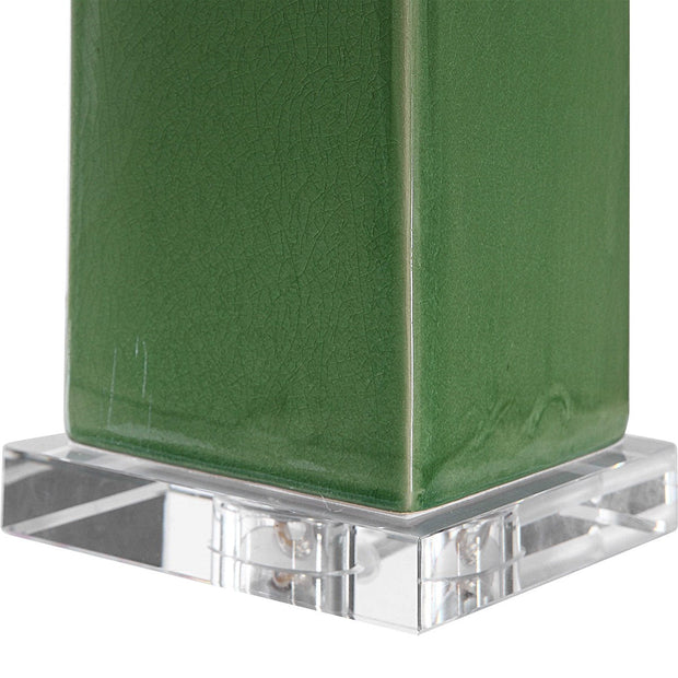 Uttermost Aneeza Green Glazed Ceramic Table Lamp With White Linen Shade