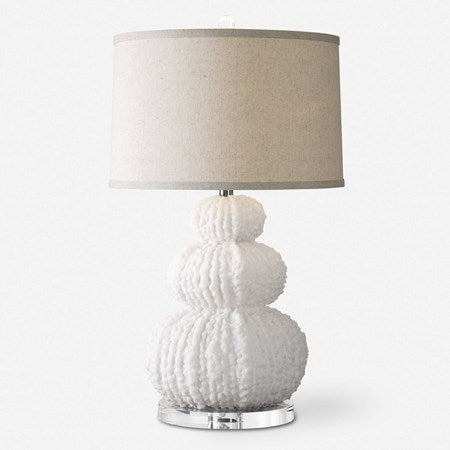 Uttermost Fontanne Ivory Textured Ceramic Table Lamp With Beige Linen Shade