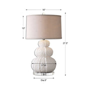 Uttermost Fontanne Ivory Textured Ceramic Table Lamp With Beige Linen Shade