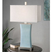 Uttermost Cantarana Pale Blue Gray Glazed Ceramic Table Lamp With Linen Shade