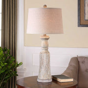 Uttermost Cloverly Set of 2 Antiqued Ivory Ceramic Table Lamps With Oatmeal Linen Shades