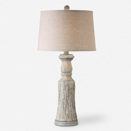 Uttermost Cloverly Set of 2 Antiqued Ivory Ceramic Table Lamps With Oatmeal Linen Shades