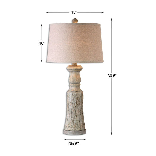 Uttermost Cloverly Set of 2 Antiqued Ivory Ceramic Table Lamps With Oatmeal Linen Shades