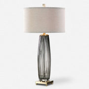 Uttermost Vilminore Charcoal Gray Glass Table Lamp With Light Beige Shade