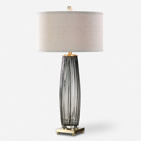 Uttermost Vilminore Charcoal Gray Glass Table Lamp With Light Beige Shade
