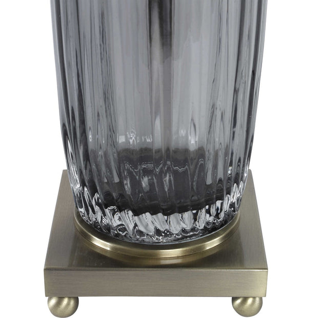 Uttermost Vilminore Charcoal Gray Glass Table Lamp With Light Beige Shade