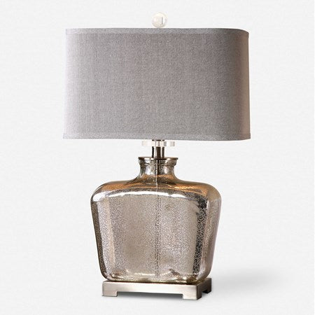 Uttermost Molinara Mercury Glass Table Lamp With Beige Linen Shade