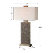 Uttermost Canfield Blackened Brown and Bronze Table Lamp With Beige Linen Shade