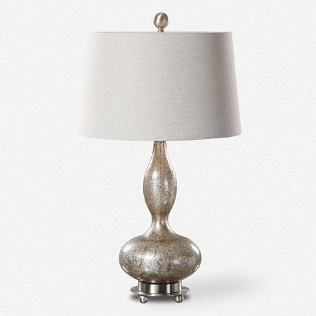 Uttermost Vercana Set of 2 Smoked Mercury Glass Table Lamps With Beige Linen Shades