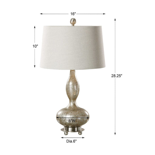 Uttermost Vercana Set of 2 Smoked Mercury Glass Table Lamps With Beige Linen Shades