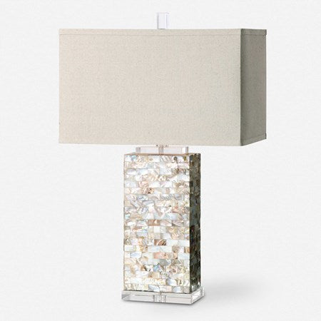 Uttermost Aden Capiz Shell Table Lamp With Beige Linen Shade