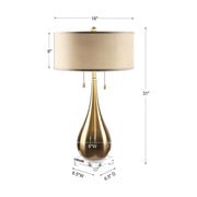 Uttermost Lagrima Brushed Brass Table Lamp With Beige Linen Shade