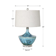 Uttermost Chasida Blue Tie Dyed Glazed Ceramic Table Lamp With Light Beige Linen Shade