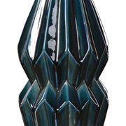 Uttermost Prussian Deep Blue Ceramic Table Lamp With Oatmeal Linen Shade