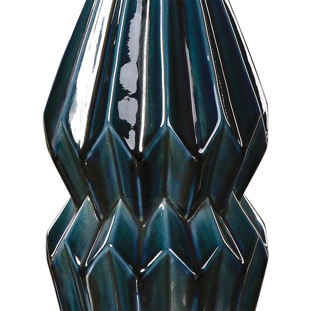 Uttermost Prussian Deep Blue Ceramic Table Lamp With Oatmeal Linen Shade
