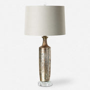 Uttermost Valdieri Metallic Bronze Textured Ceramic Table Lamp With Beige Linen Shade