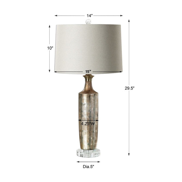 Uttermost Valdieri Metallic Bronze Textured Ceramic Table Lamp With Beige Linen Shade