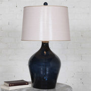 Uttermost Lamone Midnight Blue Glass Table Lamp With Beige Linen Shade
