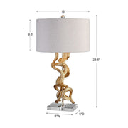Uttermost Twisted Vines Gold Leaf and Crystal Table Lamp With Oatmeal Linen Shade
