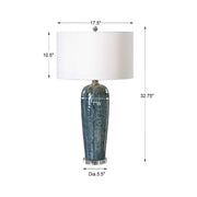 Uttermost Maira Heathered Blue Ceramic Table Lamp With White Linen Shade