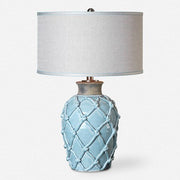 Uttermost Parterre Pale Blue Ceramic Table Lamp With Light Beige Linen Shade
