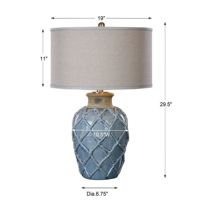 Uttermost Parterre Pale Blue Ceramic Table Lamp With Light Beige Linen Shade