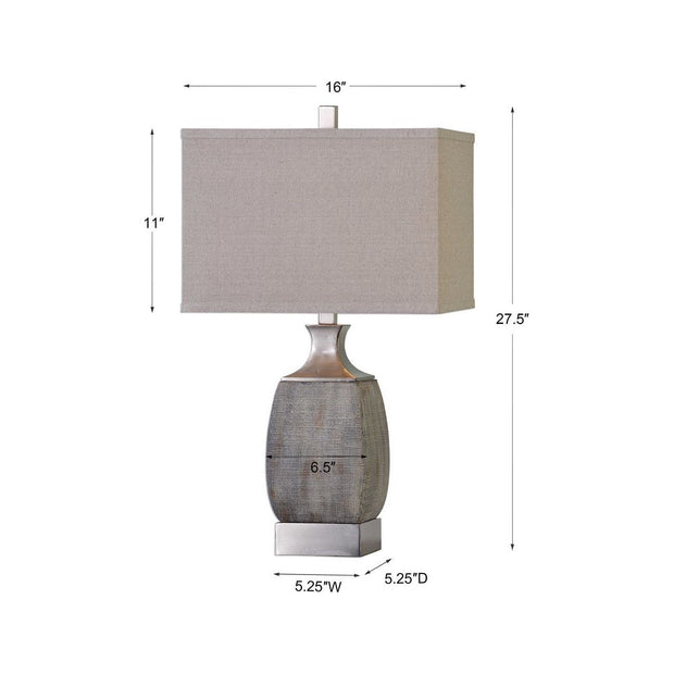 Uttermost Caffaro Textured Rust Bronze Ceramic Table Lamp With Light Beige Linen Shade
