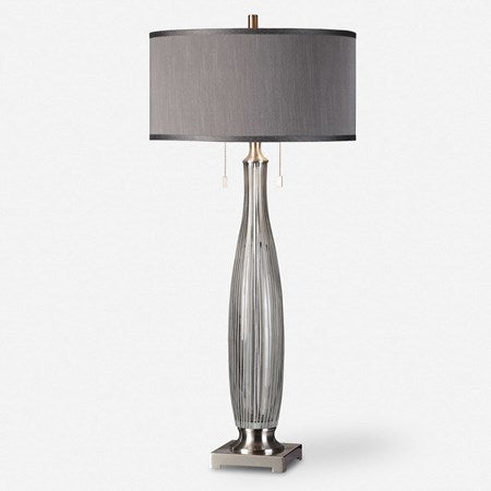 Uttermost Coloma Smoke Gray Glass Table Lamp With Linen Shade