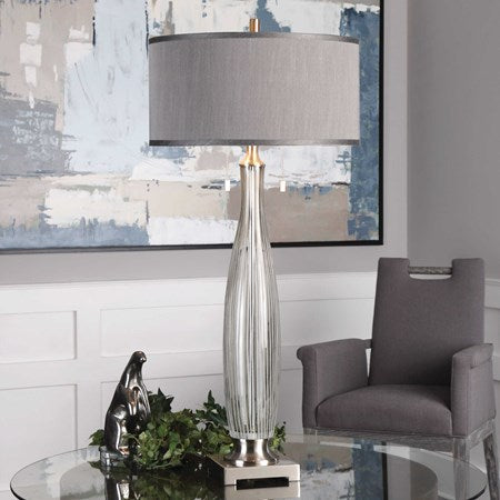 Uttermost Coloma Smoke Gray Glass Table Lamp With Linen Shade