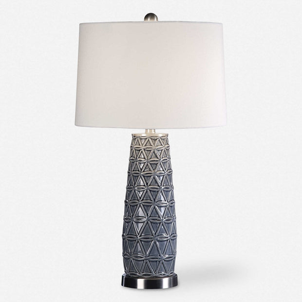 Uttermost Cortinada Stone Gray Glazed Ceramic Table Lamp With Linen Shade