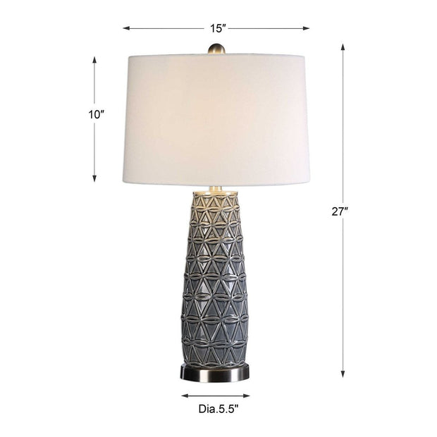 Uttermost Cortinada Stone Gray Glazed Ceramic Table Lamp With Linen Shade