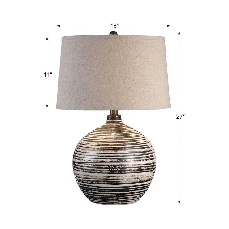 Uttermost Bloxom Dark Mocha Bronze Glazed Textured Ceramiv Table Lamp With Oatmeal Linen Shade