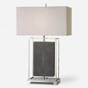 Uttermost Sakana Gray Faux Shagreen Table Lamp With Light Gray Linen Shade