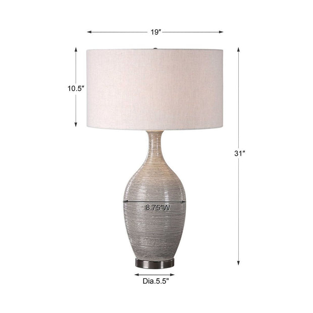 Uttermost Dinah Gray Glazed Ceramic Table Lamp With Light Beige Linen Shade