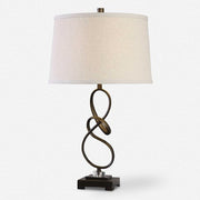Uttermost Tenley Rubbed Bronze Table Lamp With Light Beige Linen Shade