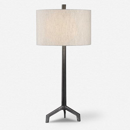 Uttermost Ivor Cast Iron Table Lamp With Light Beige Linen Shade