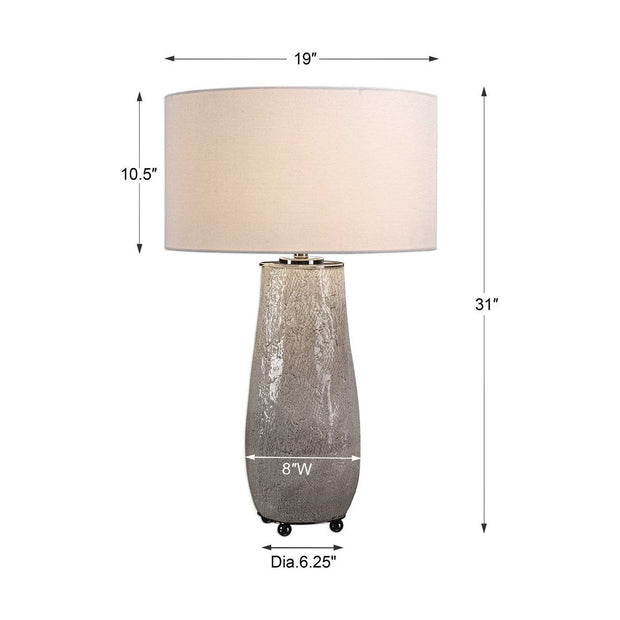 Uttermost Balkana Aged Gray Glazed Ceramic Table Lamp With Light Khaki Linen Shade