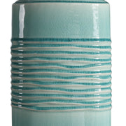 Uttermost Rila Teal Glazed Ceramic Table Lamp With Off-White Linen Shade