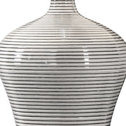 Uttermost Dubrava Light Gray Glazed Ribbed Ceramic Table Lamp With Oatmeal Linen Shade