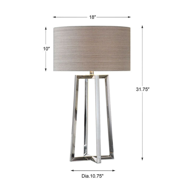 Uttermost Keokee Polished Steel Table Lamp With Taupe Linen Shade