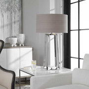 Uttermost Keokee Polished Steel Table Lamp With Taupe Linen Shade