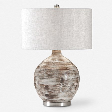 Uttermost Tamula Ceramic Table Lamp With Beige Linen Shade
