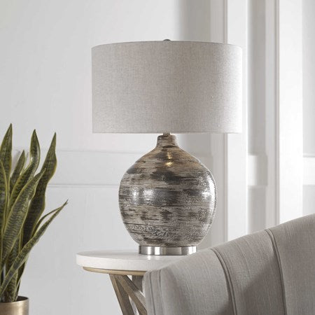Uttermost Tamula Ceramic Table Lamp With Beige Linen Shade