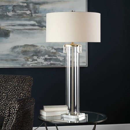 Uttermost Monette Acrylic Table Lamp With Off-White Linen Shade