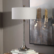 Uttermost Aliso  Cast Iron Table Lamp With Gray Linen Drum Shade
