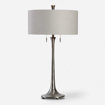 Uttermost Aliso  Cast Iron Table Lamp With Gray Linen Drum Shade