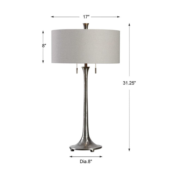 Uttermost Aliso  Cast Iron Table Lamp With Gray Linen Drum Shade