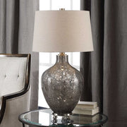 Uttermost Adria Seeded Gray Glass Table Lamp With Oatmeal Linen Shade