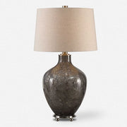 Uttermost Adria Seeded Gray Glass Table Lamp With Oatmeal Linen Shade