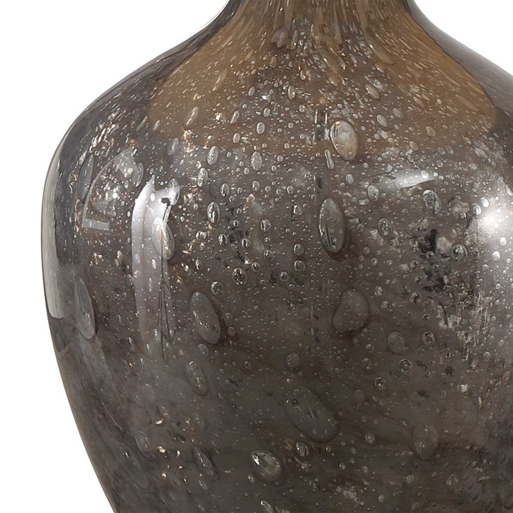 Uttermost Adria Seeded Gray Glass Table Lamp With Oatmeal Linen Shade
